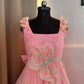 Pink 3 D Butterfly Handcrafted Dress for Women