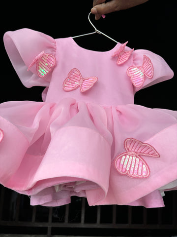 Pink Butterfly Emblished Dress
