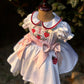 White Embroidered Collared Dress