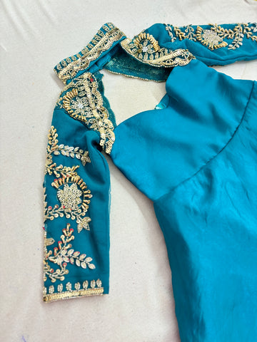 Peacock Blue Mother Daughter Dress Set
