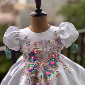 White Big Butterfly Birthday Dress