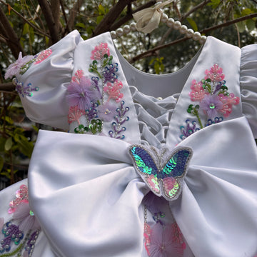 White Handmade Emblished Dress