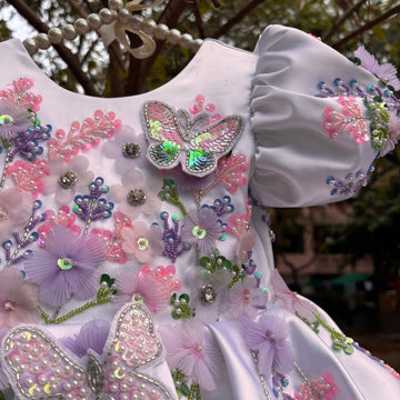 White Handmade Emblished Dress