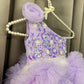 Lavender Hand Crafted One Shoulder Dress
