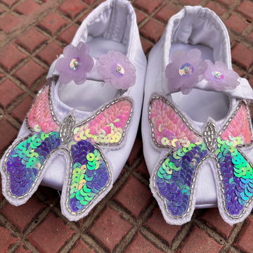 White Colour Handwork cloth shoes