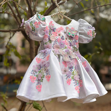 White Handmade Emblished Dress