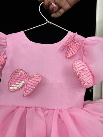 Pink Butterfly Emblished Dress