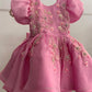 Pink Satin Organza Hand Crafted Dress