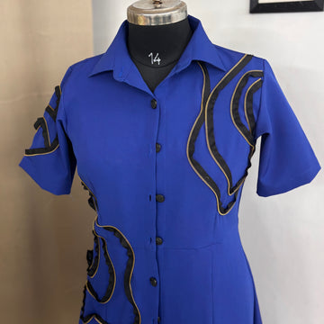 Beautiful women Blue colour modern design long shirt