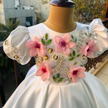 White Flower Handmade Dress