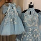 Blue Handmade Mother Daughter Dress Set
