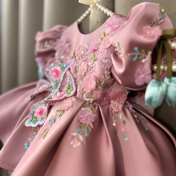Pink 3 D Butterfly Dress