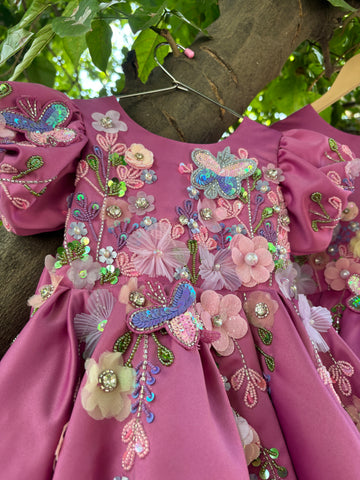 Pink Handmade Mother Daughter Dress Combo