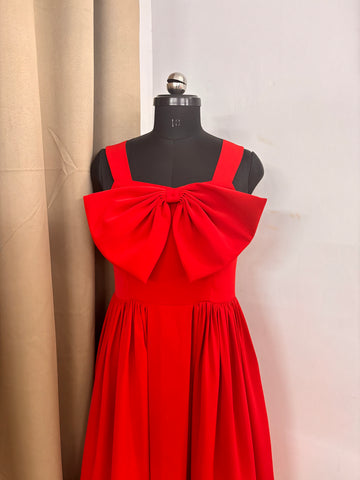 Red Bow Style Dress for women