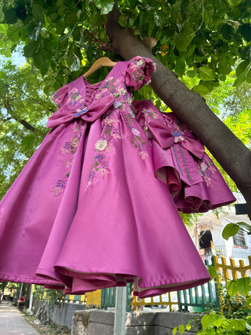Pink Handmade Mother Daughter Dress Combo