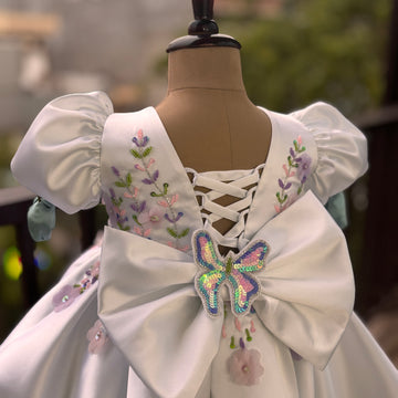 White Big Butterfly Birthday Dress