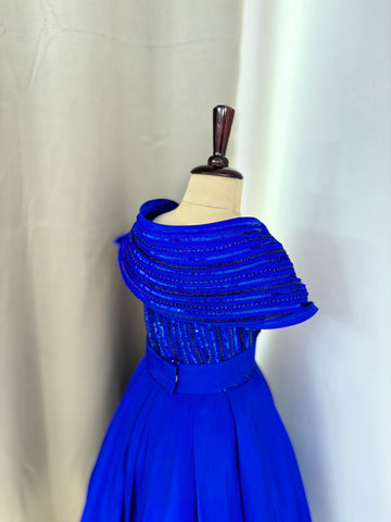 Blue Corded Birthday Dress
