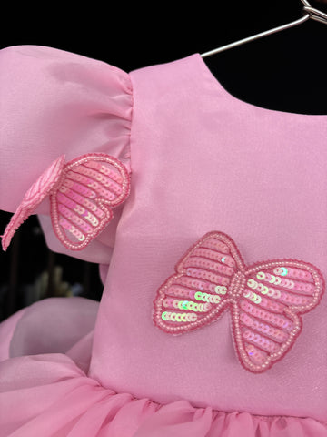 Pink Butterfly Emblished Dress