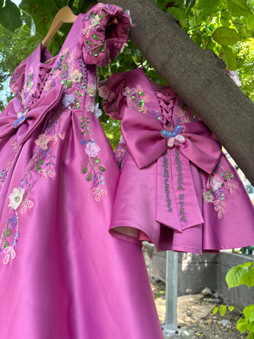 Pink Handmade Mother Daughter Dress Combo