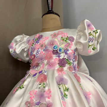 Off White Hand Crafted Dress