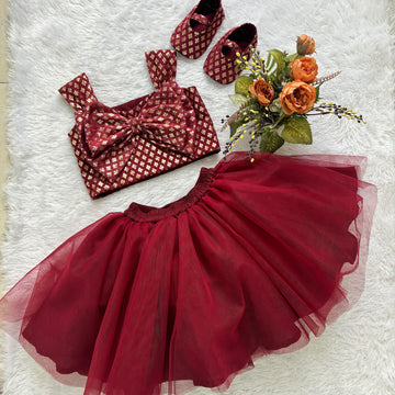 Crop Top with Tulle Skirt Set