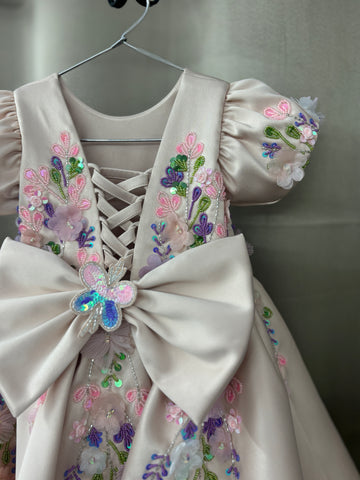 Peach color beautiful birthday dress for baby girl