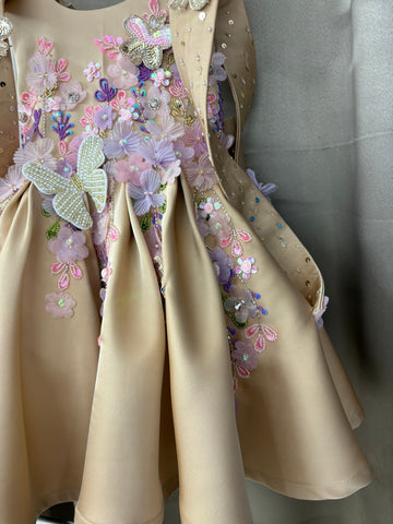 Coffee colour baby dress for birthday Girl