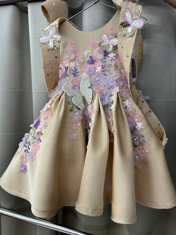 Coffee colour baby dress for birthday Girl