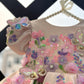 Peach Butterfly Embroidered Satin Dress for Baby Girls