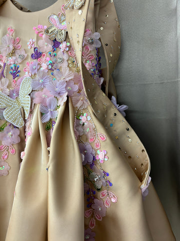 Coffee colour baby dress for birthday Girl