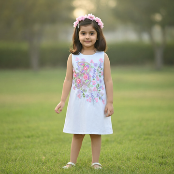 White colour Hand work dress
