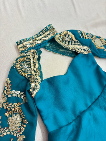 Peacock Blue Mother Daughter Dress Set