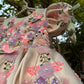 Beige Handmade Dress with 3D Butterflies