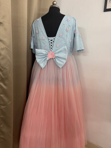 Dual Tone Handmade Mother Daughter Dress Set