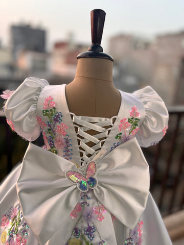White Multi Color Handmade Dress