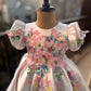 White Multi Color Handmade Dress