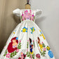 Handpainted white beautiful birthday dress for baby Girl