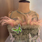 Green Ball Gown with Feather work