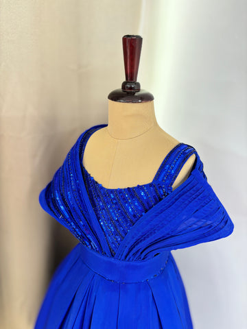 Blue Corded Birthday Dress