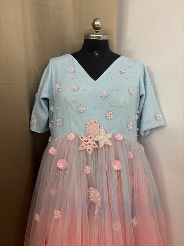 Dual Tone Handmade Mother Daughter Dress Set