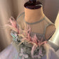Green Ball Gown with Feather work