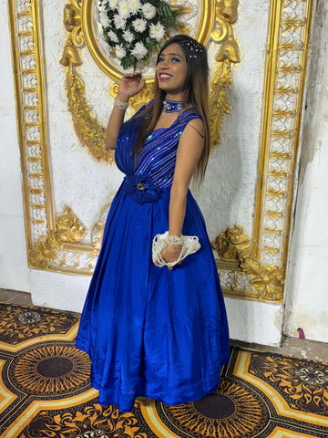Blue smart party wear dress