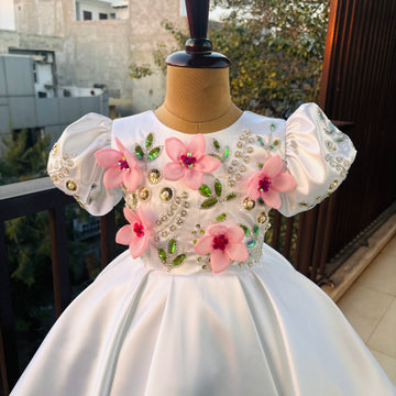 White Flower Handmade Dress