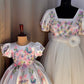 White Handmade Mother Daughter Combo Dress