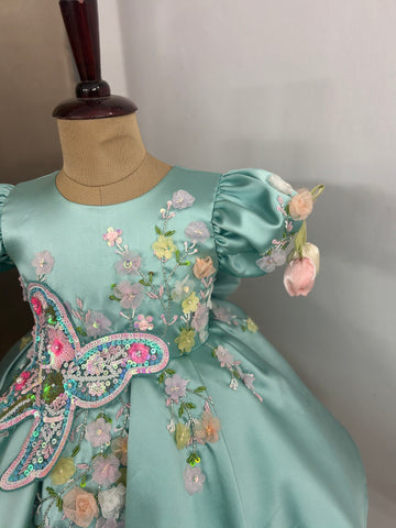 Pista Green color baby dress