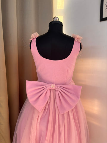 Pink 3 D Butterfly Handcrafted Dress for Women