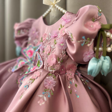 Pink 3 D Butterfly Dress