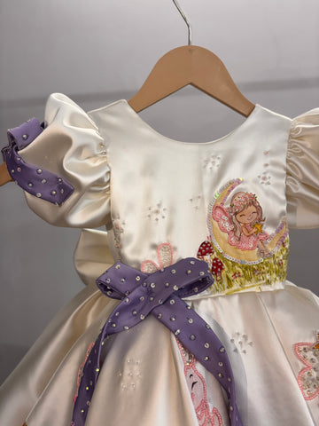 Off White Handpainted Baby Girl Dress