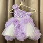 Lavender Hand Crafted One Shoulder Dress