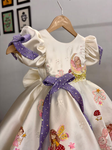 Off White Handpainted Baby Girl Dress